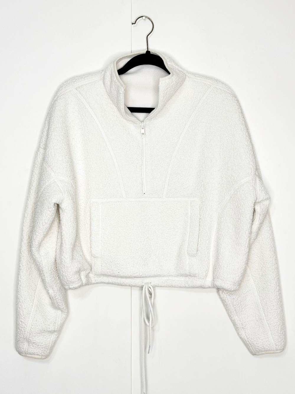 ALO Yoga Ying Yang Half Zip Crop Pullover Top in Bone Heather Size XS